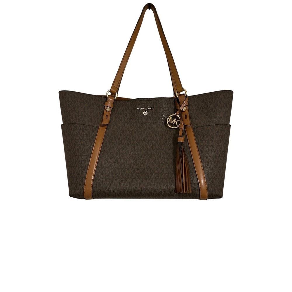 Michaelā Kors Nomad Large Logo Tote Bag Brown Monogram Leather Trim 30T0GNXT3B